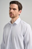 Beyaz Uzun Kol Desen Yarım İtalyan Yaka Cepsiz esnek Classic Slim Fit Gömlek 1004245217 thumbnail 4