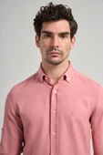 Pembe Kısalabilir Kol Düz Gabardin Düğmeli Yaka Cepsiz Casual Slim Fit Gömlek 1004250124_965 thumbnail 4