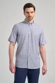 Kısa Kol Çizgili Desen Düğmeli Yaka cepli Classic Comfort Fit Gömlek 1004250163 - 1