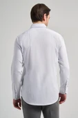 Beyaz Uzun Kol Desen Yarım İtalyan Yaka Cepsiz esnek Classic Slim Fit Gömlek 1004245217 thumbnail 5