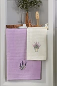 Upstyle 6'lı Nakışlı Kurulama Peçetesi Seti 40x60 cm Lavanta  %100 Pamuk Yumuşak ve Emici - 3