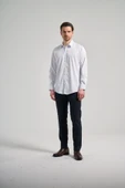 Beyaz Uzun Kol Desen Yarım İtalyan Yaka Cepsiz esnek Classic Slim Fit Gömlek 1004245220 thumbnail 2