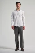 Beyaz Uzun Kol Desen Yarım İtalyan Yaka Cepsiz esnek Classic Slim Fit Gömlek 1004245220 thumbnail 2