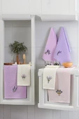 Upstyle 6'lı Nakışlı Kurulama Peçetesi Seti 40x60 cm Lavanta %100 Pamuk Yumuşak ve Emici - 2