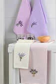 Upstyle 6'lı Nakışlı Kurulama Peçetesi Seti 40x60 cm Lavanta %100 Pamuk Yumuşak ve Emici - 1