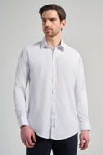 Beyaz Uzun Kol Desen Yarım İtalyan Yaka Cepsiz esnek Classic Slim Fit Gömlek 1004245220 thumbnail 3