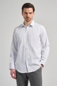 Beyaz Uzun Kol Desen Yarım İtalyan Yaka Cepsiz esnek Classic Slim Fit Gömlek 1004245217 thumbnail 1