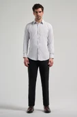Beyaz Uzun Kol Desen Yarım İtalyan Yaka Cepsiz esnek Classic Slim Fit Gömlek 1004245220 thumbnail 2