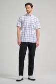 Kısa Kol Ekose Desen Armürlü Düğmeli Yaka cepli Pamuklu Classic Comfort Fit Gömlek 1004250166 thumbnail 2