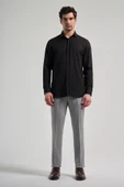 Siyah Sert Yaka Düz Classic Pamuklu Comfort Fit Gömlek 1004250213 thumbnail 2
