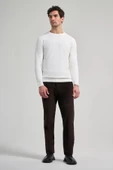 Uzun Kol Düz Örme Bisiklet Yaka Cepsiz Pamuklu Slim Fit Triko 1012245163 - 2