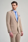 Düz Gabardin Mono Yaka Tam Astar Beli Lastikli Esnek 6 Drop Slim Fit Takım Elbise 1001250155 - 3
