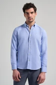 Uzun Kol Desenli Armürlü Düğmeli Yaka Cepsiz Pamuklu Casual Slim Fit Gömlek 1004250206 thumbnail 3
