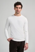 Uzun Kol Düz Örme Bisiklet Yaka Cepsiz Pamuklu Slim Fit Triko 1012245163 - 1
