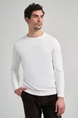 Uzun Kol Düz Örme Bisiklet Yaka Cepsiz Pamuklu Slim Fit Triko 1012245163 - 3