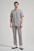 Kısa Kol Ekose Desen Bez Ayağı Düğmeli Yaka cepli %100 Pamuk Classic Comfort Fit Gömlek 1004250164 thumbnail 2