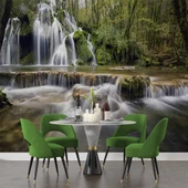 Şelale Nehir Orman Sonbahar Duvar Kağıdı Baskı thumbnail 5