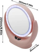 Naturalove Natura Love Fanlı 3 Farklı LED Işıklı Makyaj Aynası,360 Derece Şarj Edilebilir Pembe - 5