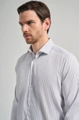 Uzun Kol Çizgili Desen Bez Ayağı İtalyan Yaka Cepsiz Esnek Classic Slim Fit Gömlek 1004250201 thumbnail 4