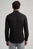 Siyah Sert Yaka Düz Classic Pamuklu Slim Fit Gömlek 1004250214 thumbnail 5