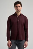 Uzun Kol Desenli Armürlü Düğmeli Yaka Cepsiz Pamuklu Casual Slim Fit Gömlek 1004250206 thumbnail 1