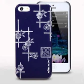 Apple iPhone SE/5S/5 Nillkin Marka Desenli Sert Kauçuk Kılıf (Flower 3) - Lacivert thumbnail 1
