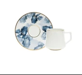 Evaliza Buket Mavi Çiçek 130ML 6 Kişilik Double Kahve Fincan Takımı - 1