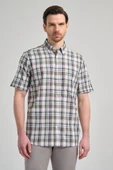 Kısa Kol Ekose Desen Bez Ayağı Düğmeli Yaka cepli %100 Pamuk Classic Comfort Fit Gömlek 1004250164 thumbnail 1