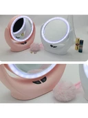 Naturalove Natura Love Fanlı 3 Farklı LED Işıklı Makyaj Aynası,360 Derece Şarj Edilebilir Pembe - 6