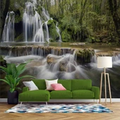 Şelale Nehir Orman Sonbahar Duvar Kağıdı Baskı thumbnail 1