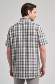 Kısa Kol Ekose Desen Bez Ayağı Düğmeli Yaka cepli %100 Pamuk Classic Comfort Fit Gömlek 1004250164 thumbnail 5