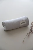 LİBABABY Müslin Bej OEKO-TEX Sertifikalı %100 Pamuk 4 Katlı Kenar Nakışlı 105x105 cm Müslin Battaniye & Örtü - 6