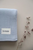 LİBABABY Müslin Mavi-OEKO-TEX Sertifikalı %100Pamuk 4 Katlı Kenar Nakışlı 105x105 cm Müslin Battaniye & Örtü - 4
