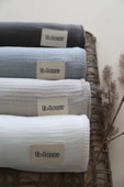 LİBABABY Müslin Ekru-oeko-tex Sertifikalı %100pamuk 4 Katlı Kenar Nakışlı 105x105 Cm Bebek Battaniye & Örtü - 7