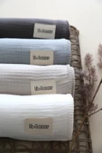 LİBABABY Müslin Gri-OEKO-TEX Sertifikalı %100pamuk 4 Katlı Kenar Nakışlı 105x105 Cm Bebek Battaniye & Örtü - 8