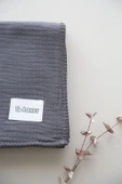 LİBABABY Müslin Gri-OEKO-TEX Sertifikalı %100pamuk 4 Katlı Kenar Nakışlı 105x105 Cm Bebek Battaniye & Örtü - 4