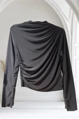 BD008 OMZU VE BELİ BÜZGÜ DETAYLI LİKRALI BADİ - 1