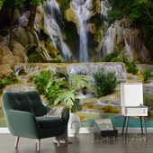 Şelale Kayalık Orman Duvar Kağıdı Baskı thumbnail 6