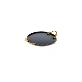LAVİN TEPSİ METAL DÖVMELİ YUVARLAK YALDIZLI SİYAH LVN 14885 4885 - 1