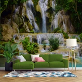 Şelale Kayalık Orman Duvar Kağıdı Baskı thumbnail 1