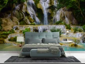 Şelale Kayalık Orman Duvar Kağıdı Baskı thumbnail 2