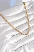 316L Çelik Gold Renk Burgu Zincir Model Kadın Kolye - 2