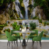 Şelale Kayalık Orman Duvar Kağıdı Baskı thumbnail 5