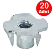 M6 Ağaç Somunu 6mm Tırnaklı Ahşap Çakma Somun -20 Adet - 1