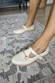 06T 103 Topukla Kadın Toka Detaylı Loafer Deri Babet - 4