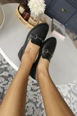 06T 102 Topukla Kadın Toka Detaylı Loafer Deri Babet - 9