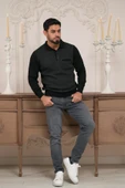 Woolen World Polo Yaka Cepli Armürlü Yünlü Erkek Triko Kazak - 1