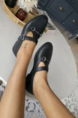 06T 103 Topukla Kadın Toka Detaylı Loafer Deri Babet - 11