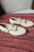 06T 103 Topukla Kadın Toka Detaylı Loafer Deri Babet - 7