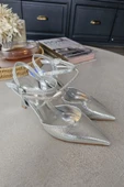 10 41 Topukla Kadın Kadeh Topuk Bilekden Bağlamalı Taşlı Abiye Stiletto - 10
